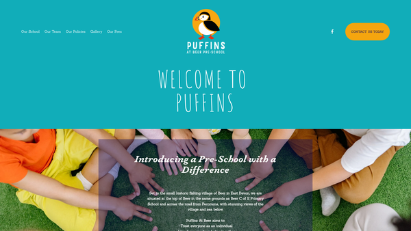 Screenshot of the Puffins Under Fives website