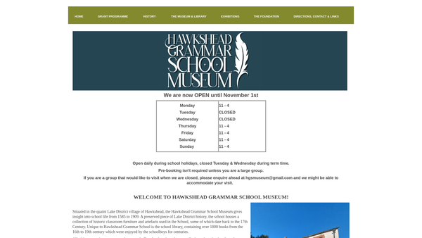 Screenshot of the Hawkshead Grammar School Foundation website