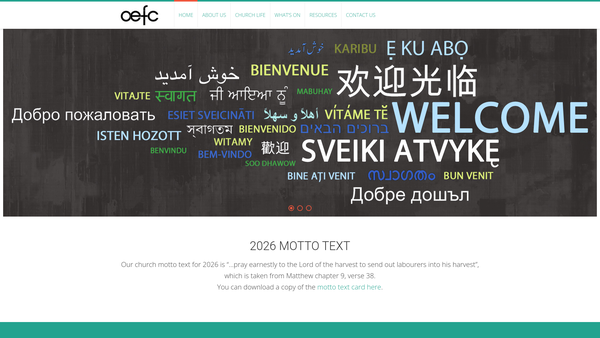 Screenshot of the Oadby Evangelical Free Church website