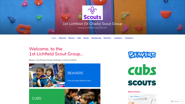 Screenshot of the 1st Lichfield Scout Group website