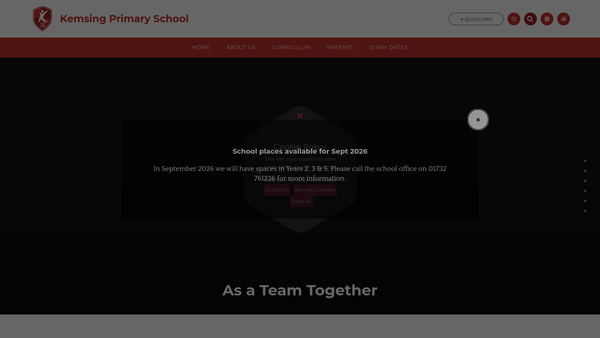 Screenshot of the Kemsing School Parent Teacher Association website