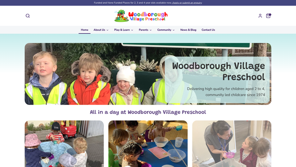 Screenshot of the Woodborough Pre-School Playgroup website