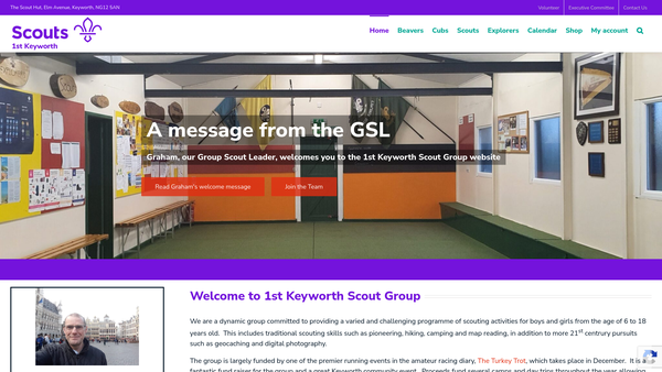 Screenshot of the 1st Keyworth Scout Group website