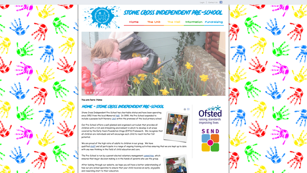 Screenshot of the Stone Cross Independent Pre-School website