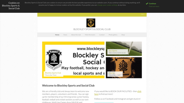 Screenshot of the Blockley Sports And Social Centre website