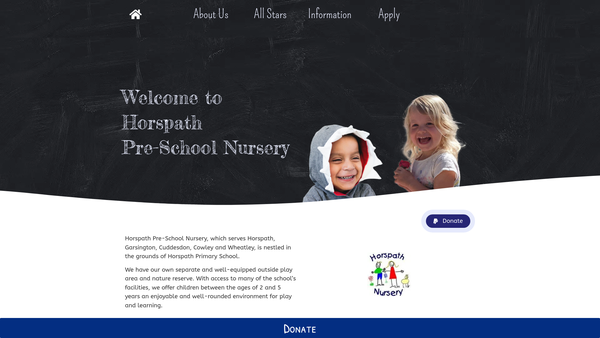 Screenshot of the Horspath Nursery website