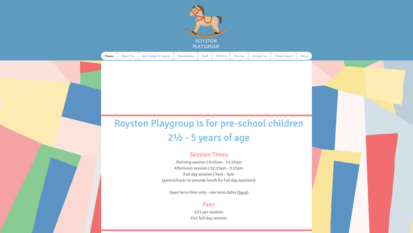 Screenshot of the Royston Playgroup website
