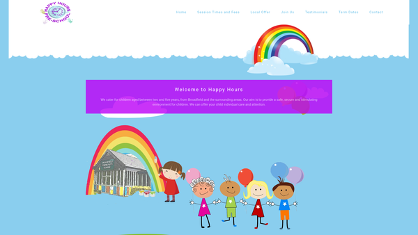 Screenshot of the Happy Hours Preschool Crawley website