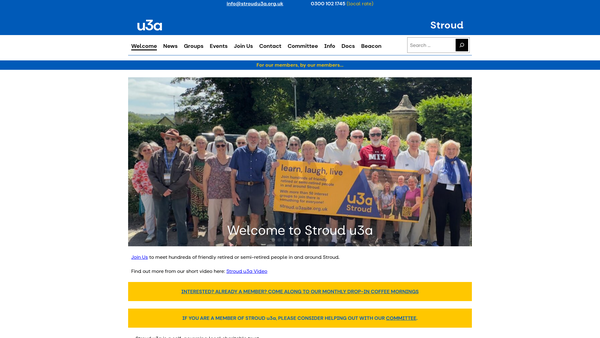 Screenshot of the Stroud And District University Of The Third Age website