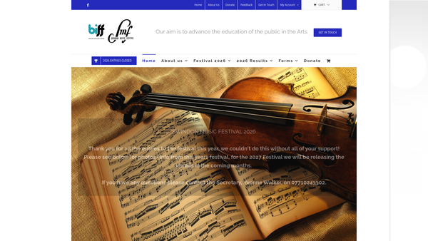 Screenshot of the Swindon Music Festival website
