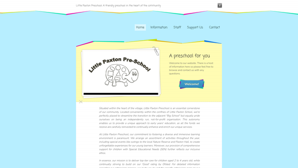 Screenshot of the Little Paxton Pre-School website