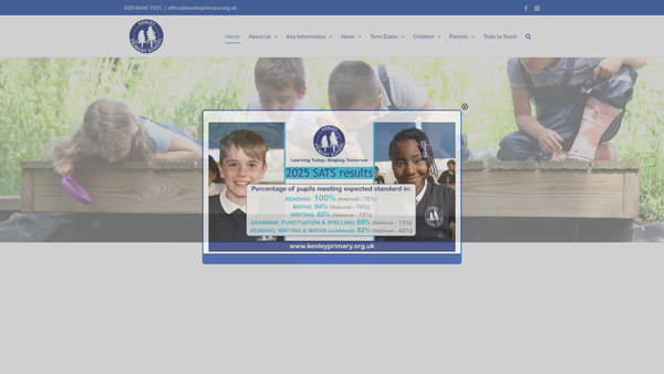 Screenshot of the Kenley Primary School Parent Teacher Association website