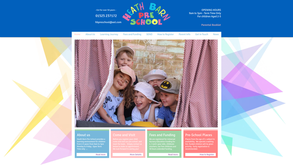 Screenshot of the Heath Barn Pre-School website