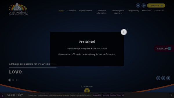 Screenshot of the Friends Of Shrivenham Primary School website