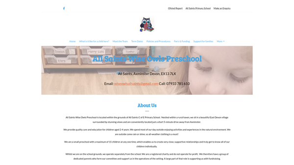 Screenshot of the All Saints Wise Owls website