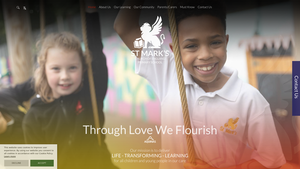 Screenshot of the St. Mark's Primary School Parent Teacher Association website