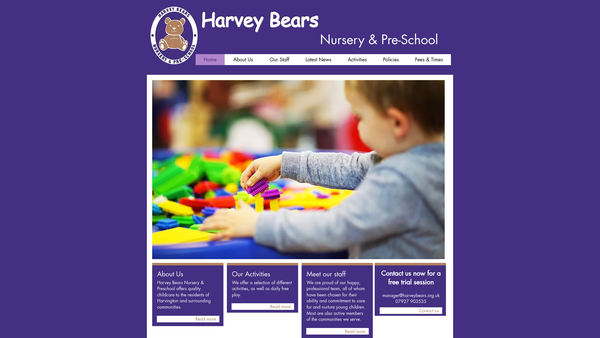 Screenshot of the Harvey Bears Nursery And Pre-School website