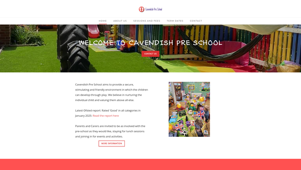 Screenshot of the Cavendish Playgroup website