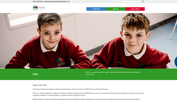 Screenshot of the Friends Of Scholes Primary website