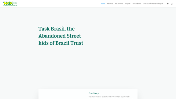 Screenshot of the Task Brasil-The Abandoned Street Kids Of Brazil Trust website
