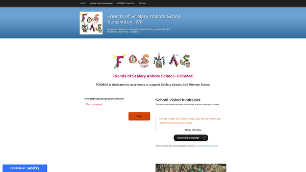Screenshot of the Friends Of St Mary Abbots School website