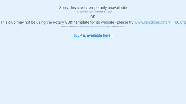 Screenshot of the Rotary Club Of Llanidloes website