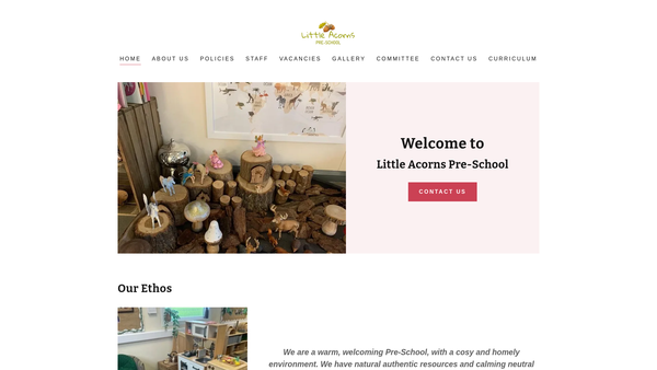 Screenshot of the Little Acorns Pre-School website