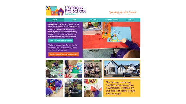 Screenshot of the Oatlands Pre-School website
