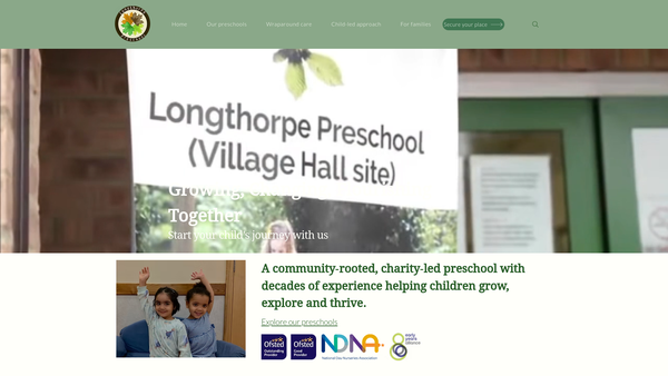 Screenshot of the Longthorpe Playgroup website