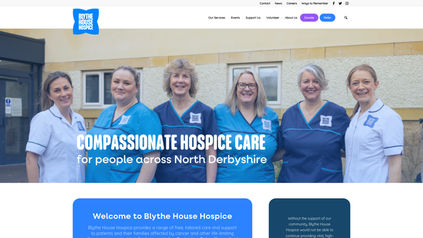 Screenshot of the High Peak Hospicecare website