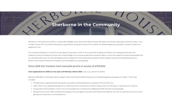 Screenshot of the Sherborne In The Community website