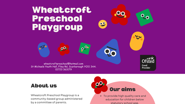Screenshot of the Wheatcroft Playgroup website