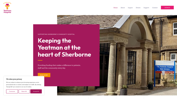 Screenshot of the Friends Of The Yeatman Hospital website