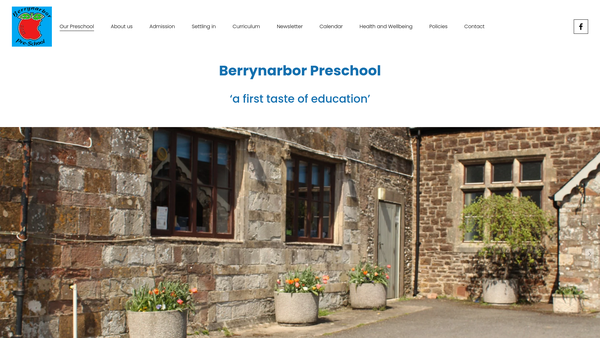 Screenshot of the Berrynarbor Pre-School website