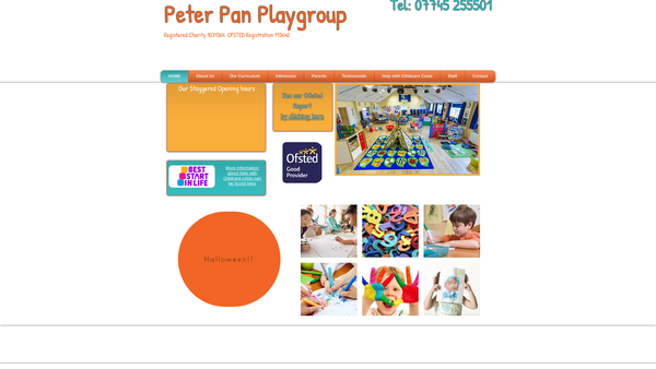 Screenshot of the Peter Pan Playgroup website