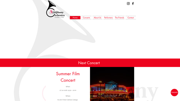 Screenshot of the North Staffordshire Symphony Orchestra website