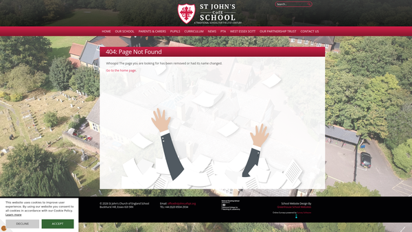 Screenshot of the St John's Primary School Parent Teacher Association website