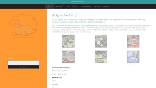 Screenshot of the St Agnes Pre-School Playgroup website