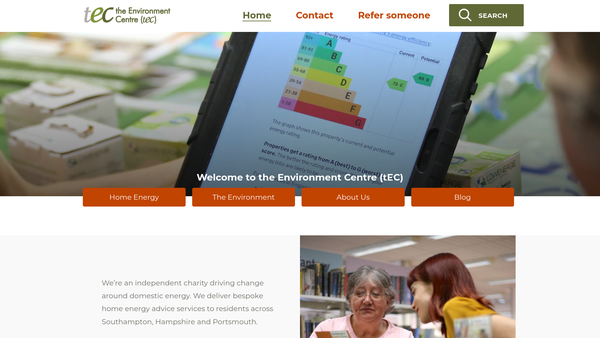Screenshot of the The Environment Centre (Tec) website