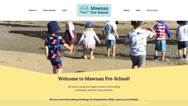 Screenshot of the Mawnan Pre-School website
