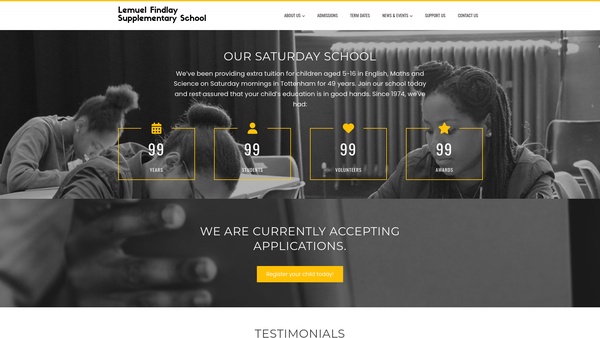 Screenshot of the Lemuel Findlay Supplementary School website