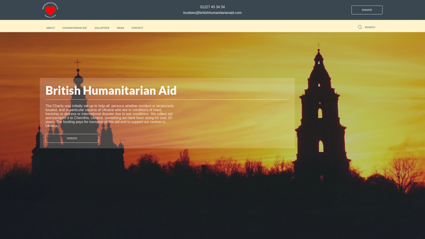 Screenshot of the Humanitarian Aid Limited website