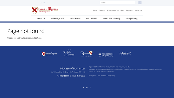 Screenshot of the Incorporated Rochester Diocesan Board Of Education website