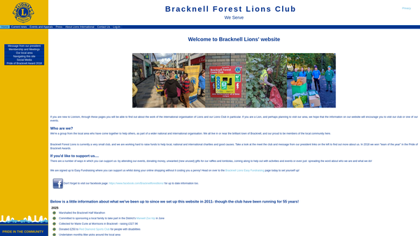 Screenshot of the Bracknell Forest Lions Club Charity Trust Fund website