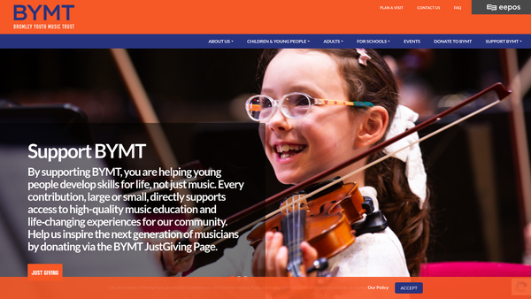 Screenshot of the Bromley Youth Music Trust website