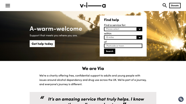 Screenshot of the Via Community Ltd website