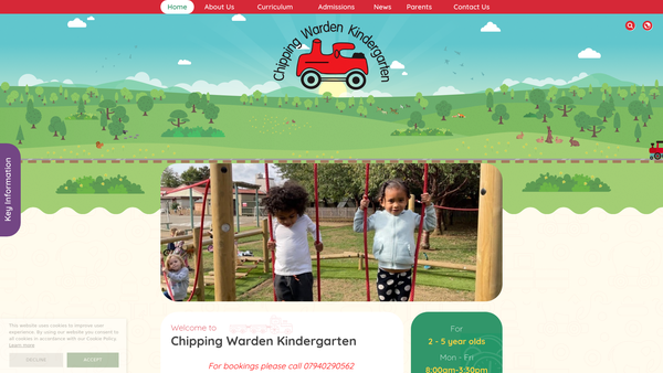 Screenshot of the Chipping Warden School Kindergarten website