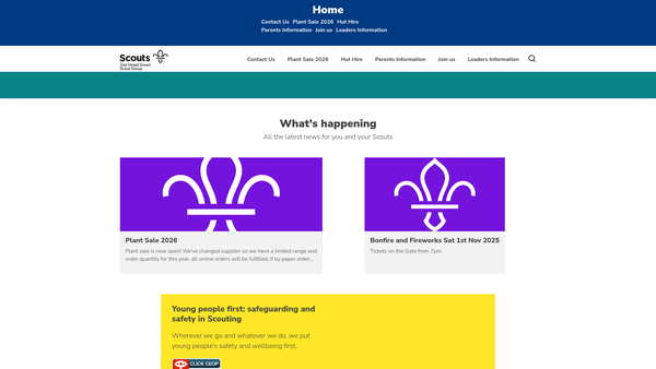 Screenshot of the 2nd Heald Green Scout Group website