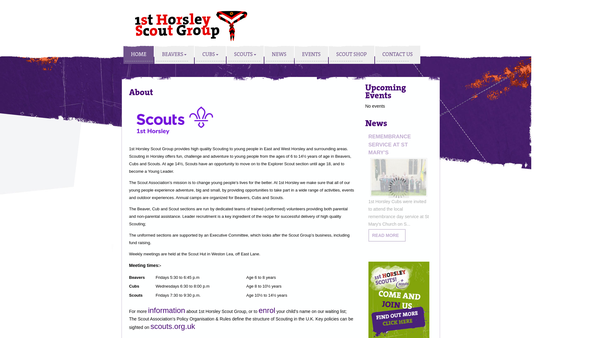 Screenshot of the 1st Horsley Scout Group website