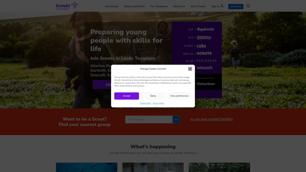 Screenshot of the Leeds Templars District Scout Council website